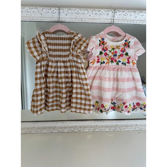 Zara Other - Zara Toddler Girl’s Size 2/3 Bundle of 2 Dresses Gingham Floral Embroidered